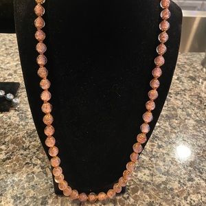 Pink Venetian Glass Bead Necklace